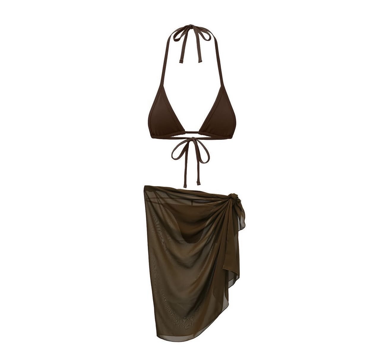 Chocolate triangle top and coordinating wrap skirt set