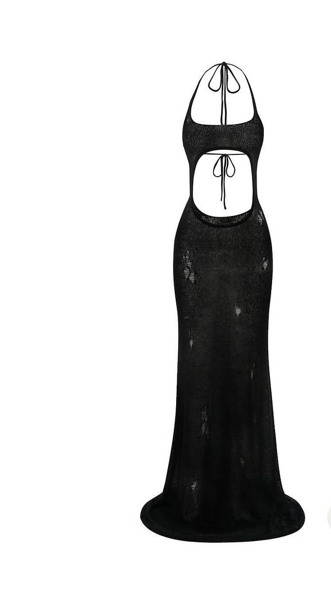 open line dress in near black