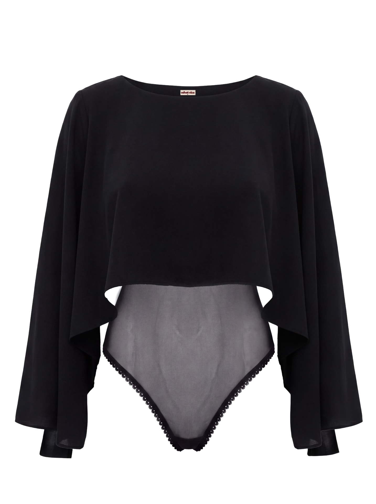 Front view of the black Nova bodysuit